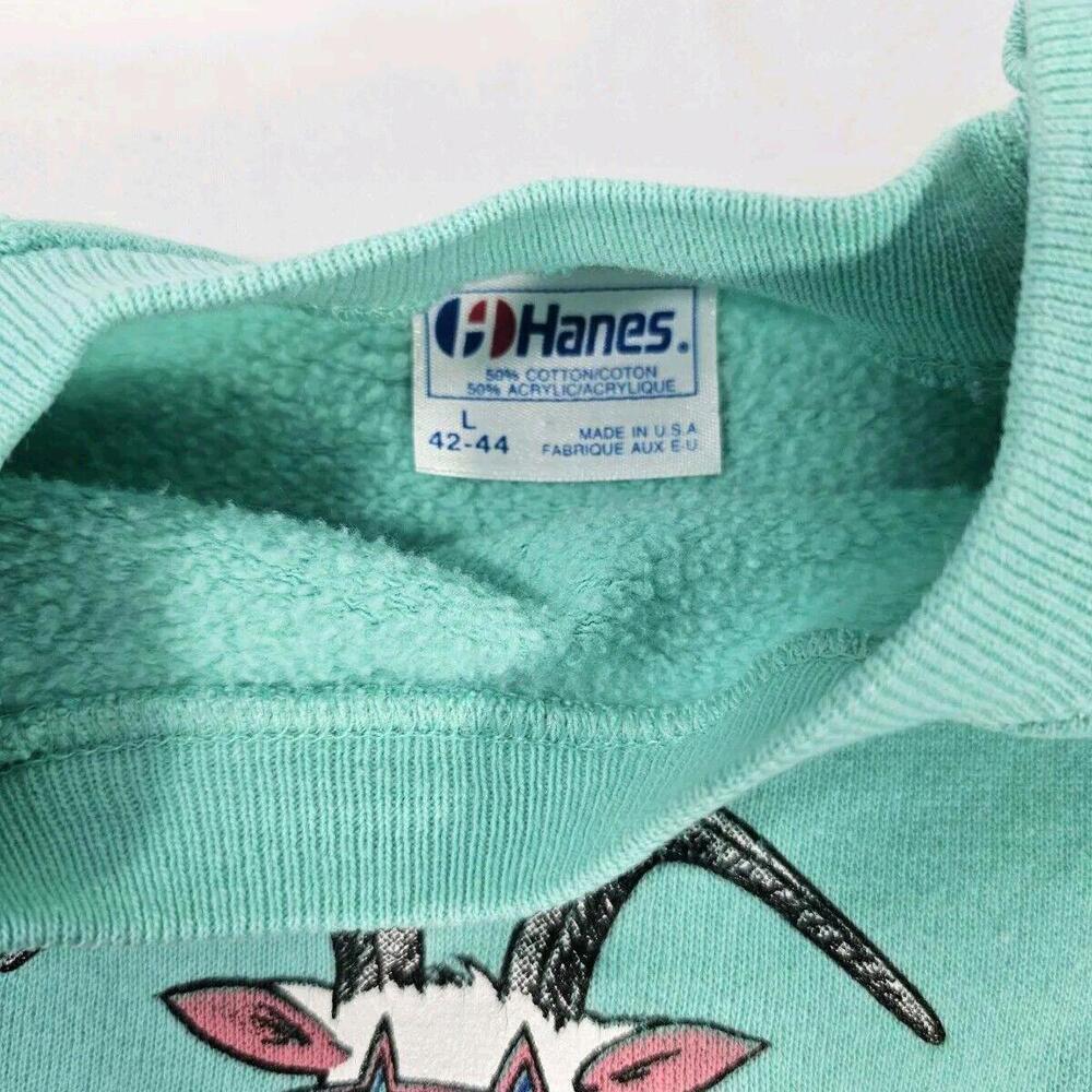 Vtg Hanes L Mint Crewneck Sweatshirt "Barn In The Usa" Farm Animals '87 80's - Picture 4 of 8